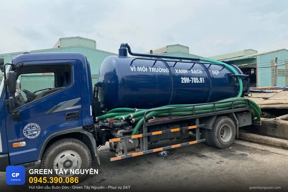 Xe hút hầm cầu chuyên dụng phục vụ H. Buôn Đôn, Đắk Lắk - Green Tây Nguyên 0945.390.086