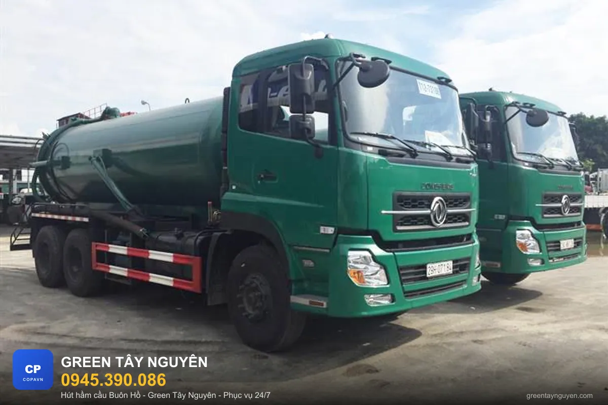 Xe hút hầm cầu chuyên dụng phục vụ TX. Buôn Hồ, Đắk Lắk - Green Tây Nguyên 0945.390.086