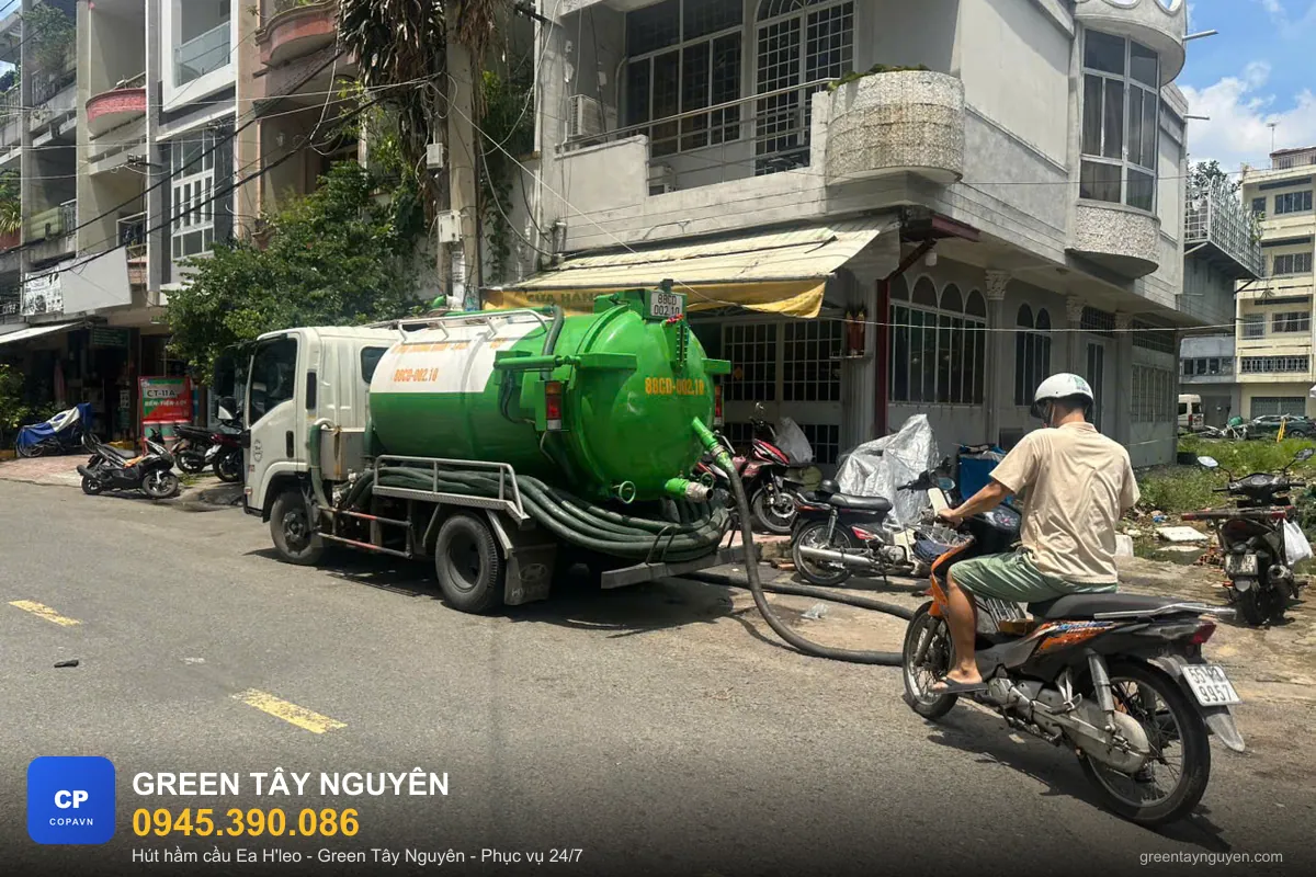 Xe hút hầm cầu chuyên dụng phục vụ H. Ea H'leo, Đắk Lắk - Green Tây Nguyên 0945.390.086