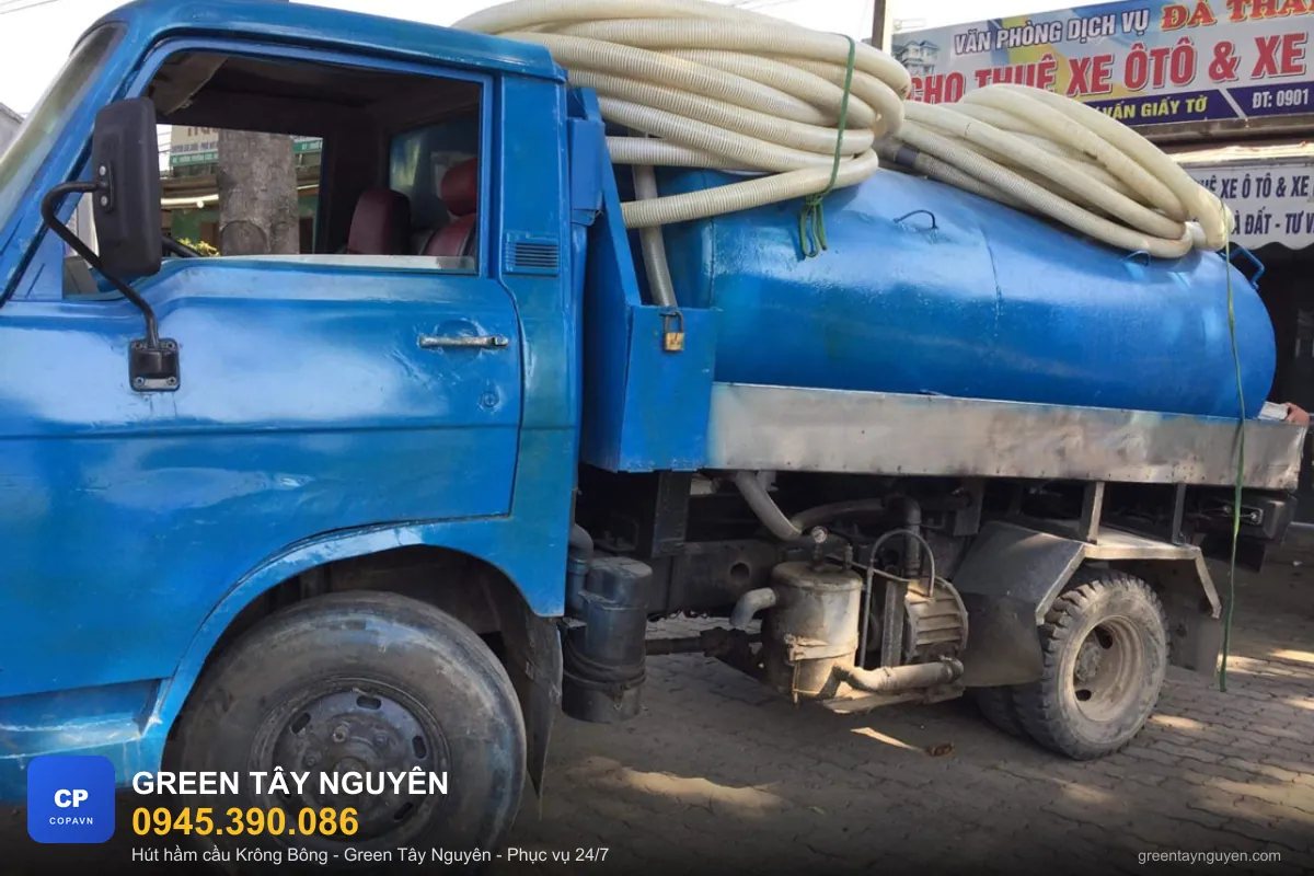 Xe hút hầm cầu chuyên dụng phục vụ H. Krông Bông, Đắk Lắk - Green Tây Nguyên 0945.390.086