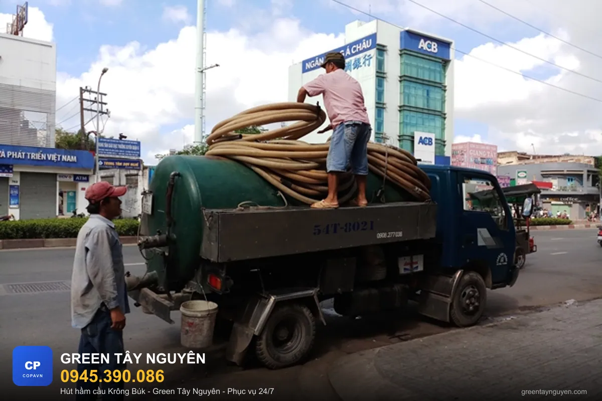 Xe hút hầm cầu chuyên dụng phục vụ H. Krông Búk, Đắk Lắk - Green Tây Nguyên 0945.390.086